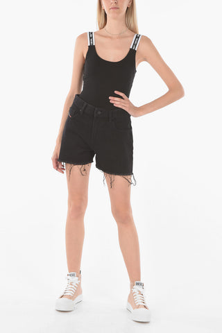 High-rise Denim DE-REG  Hot Pants with Frayed Hems