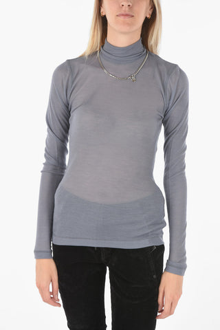 Ribbed Lightweight T-PAENOCK Turtleneck Sweater with Chain 