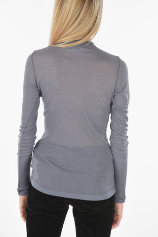 Ribbed Lightweight T-PAENOCK Turtleneck Sweater with Chain 