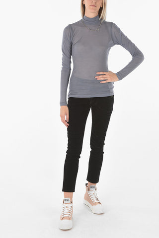 Ribbed Lightweight T-PAENOCK Turtleneck Sweater with Chain 