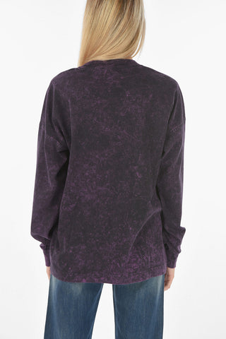 Long Sleeve Tie Dye Effect T-BLONG-B2 Crew-Neck T-shirt
