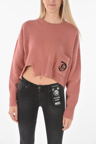crew-neck M-IDAHI cropped sweater with breast pocket