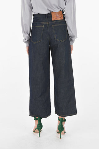 Low Waist Wide 5 Pockets jeans with Visible Stitchings