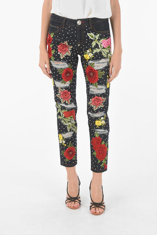 All-Over Crystals POLYA BRADLEY Embroidered Denims