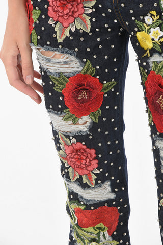 All-Over Crystals POLYA BRADLEY Embroidered Denims