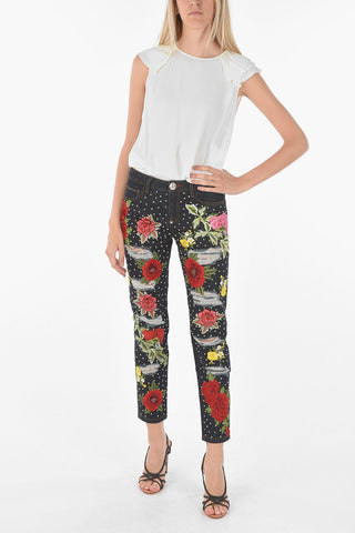 All-Over Crystals POLYA BRADLEY Embroidered Denims