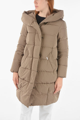 Hidden Closure 2 Pockets PUFFY COCOON Down Jacket with Hood