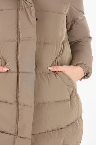 Hidden Closure 2 Pockets PUFFY COCOON Down Jacket with Hood