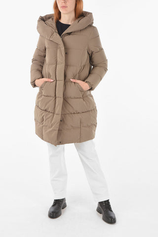Hidden Closure 2 Pockets PUFFY COCOON Down Jacket with Hood