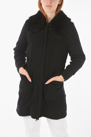 Wool Blend Coat with Real Fur Detail