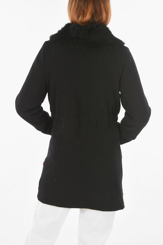 Wool Blend Coat with Real Fur Detail
