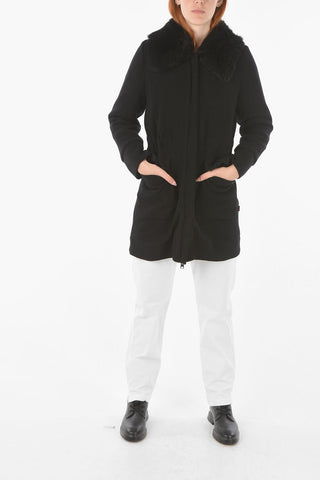 Wool Blend Coat with Real Fur Detail