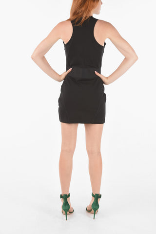 Sleeveless D-SUB Mini Dress with half front zip