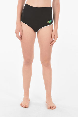 High-Waisted Bikini Brief with Printed Logo