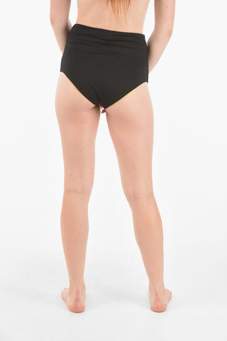 Slip Bikini a Vita Alta con Logo Stampato