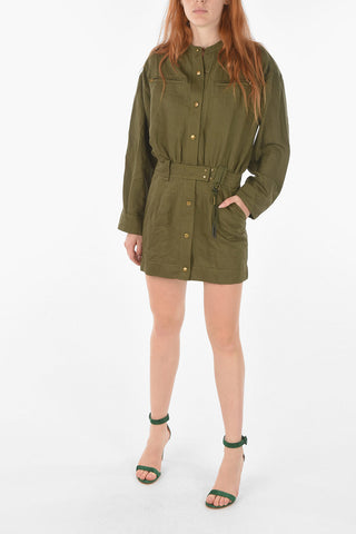 solid color flax blend D-ANGELICA  shirtdress