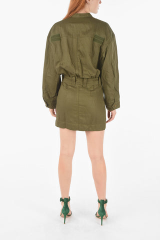 solid color flax blend D-ANGELICA  shirtdress