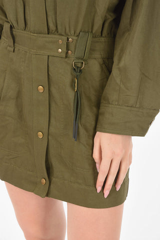 solid color flax blend D-ANGELICA  shirtdress