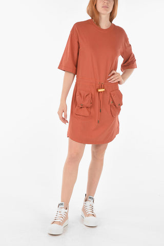 Double Pockets D-BELLS-B1 Crew-neck T-shirt Dress