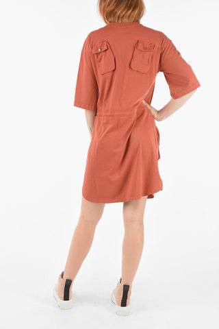Double Pockets D-BELLS-B1 Crew-neck T-shirt Dress