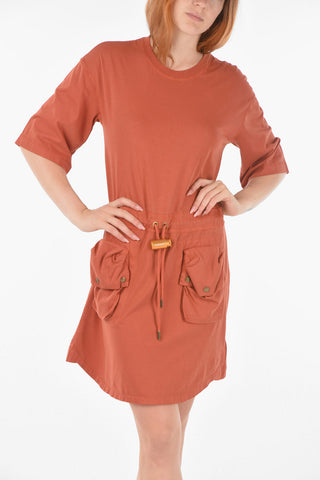 Double Pockets D-BELLS-B1 Crew-neck T-shirt Dress