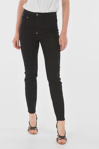 High Waisted STATEMENT Distressed Detail Jeggings