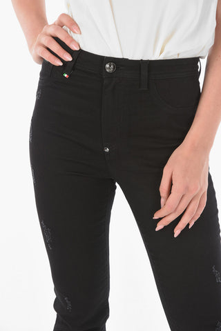High Waisted STATEMENT Distressed Detail Jeggings