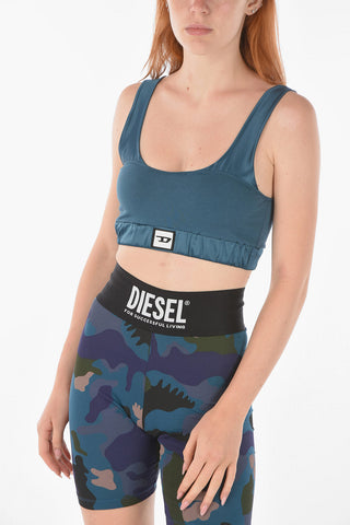 Top Crop Active a Tinta unita con Dettaglio Logo