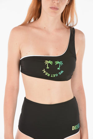 One-Shoulder Bikini Top WE GET REAL with Print