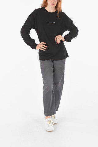 Solid Color Long Sleeve T-BLONG Crew-neck T-shirt
