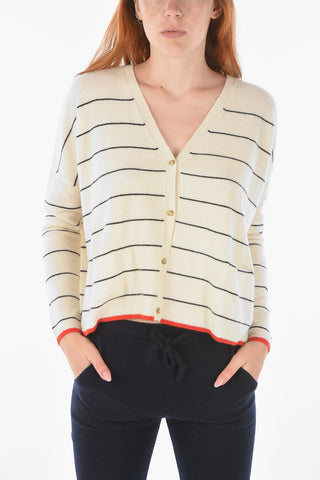 striped cashmere v-neck cardigan