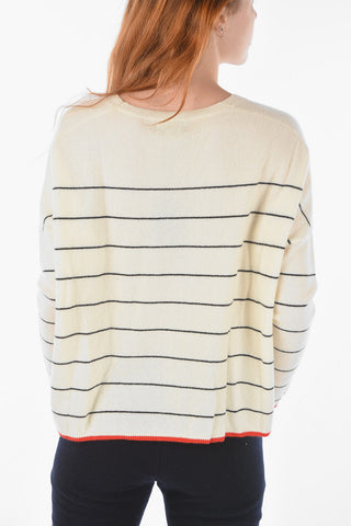 striped cashmere v-neck cardigan