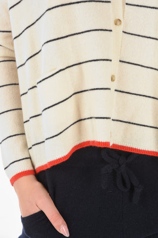 striped cashmere v-neck cardigan