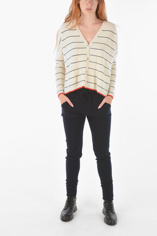 striped cashmere v-neck cardigan