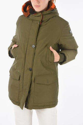 contrasting details reversible down jacket