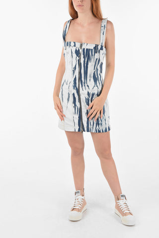 denim Acid Wash Effect  DE-VOLCANO mini sun dress
