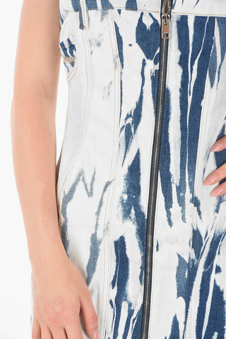 denim Acid Wash Effect  DE-VOLCANO mini sun dress