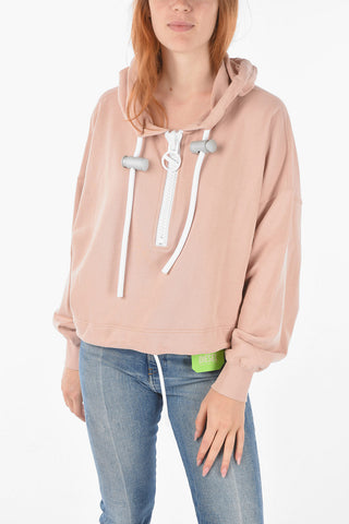 Hooded F-CROPPY Sweatshirt with Maxi Half Zip