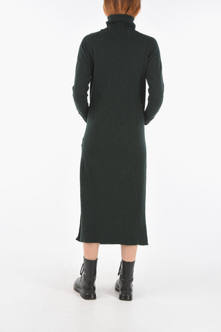 Vestito Maxi a Costine con Spacco Laterale