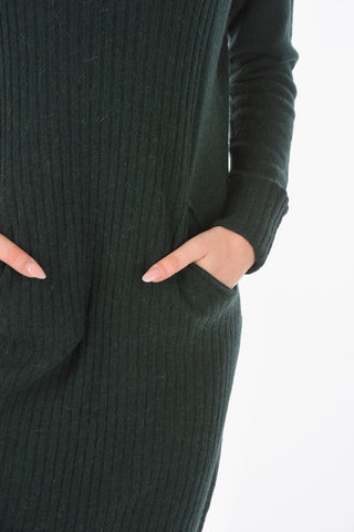 Vestito Maxi a Costine con Spacco Laterale