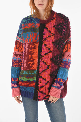 Patckwork M-VIVYAN  Crew-neck Sweater