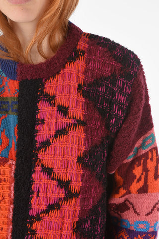 Patckwork M-VIVYAN  Crew-neck Sweater