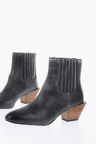7cm Contrasting Heel Leather D-TEXANNE CH Wester Boots