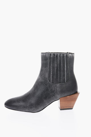 7cm Contrasting Heel Leather D-TEXANNE CH Wester Boots