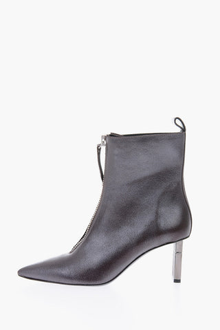 7cm Leather D-LEZIPPO MAB Ankle Boots with Frontal Zip