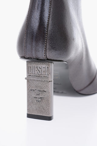 7cm Leather D-LEZIPPO MAB Ankle Boots with Frontal Zip