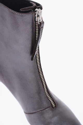 7cm Leather D-LEZIPPO MAB Ankle Boots with Frontal Zip