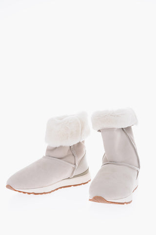 Shearling Pull On Mid Calf Booties