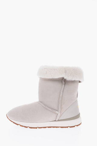 Shearling Pull On Mid Calf Booties
