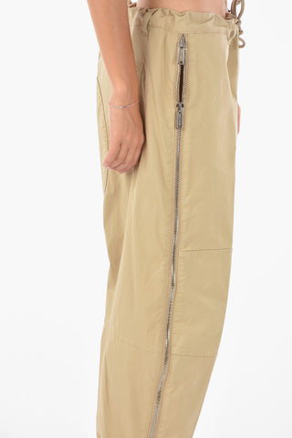 side zip stretch cotton pants
